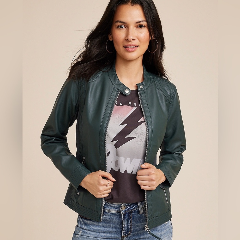 Maurice’s forest green faux leather jacket Large